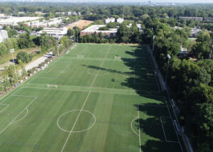 The main synthetic turf soccer field at the Inter Atlanta Football Club training facility.