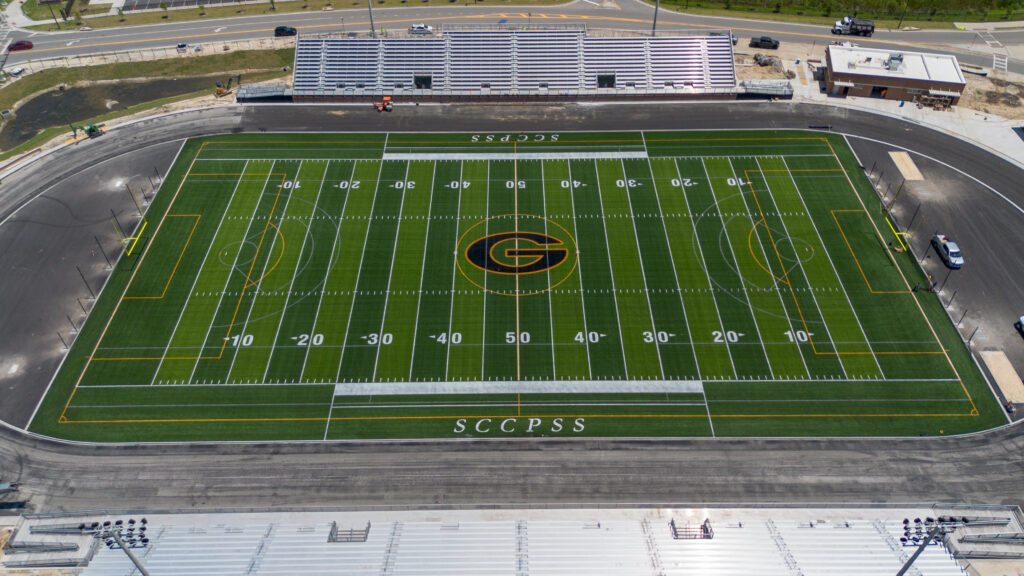 A new multiuse field installed by Advanced Sports Group for McKnight Construction at 100 Priscilla D Thomas Way D Way, Savannah, GA, featuring Shaw Sports Turf.