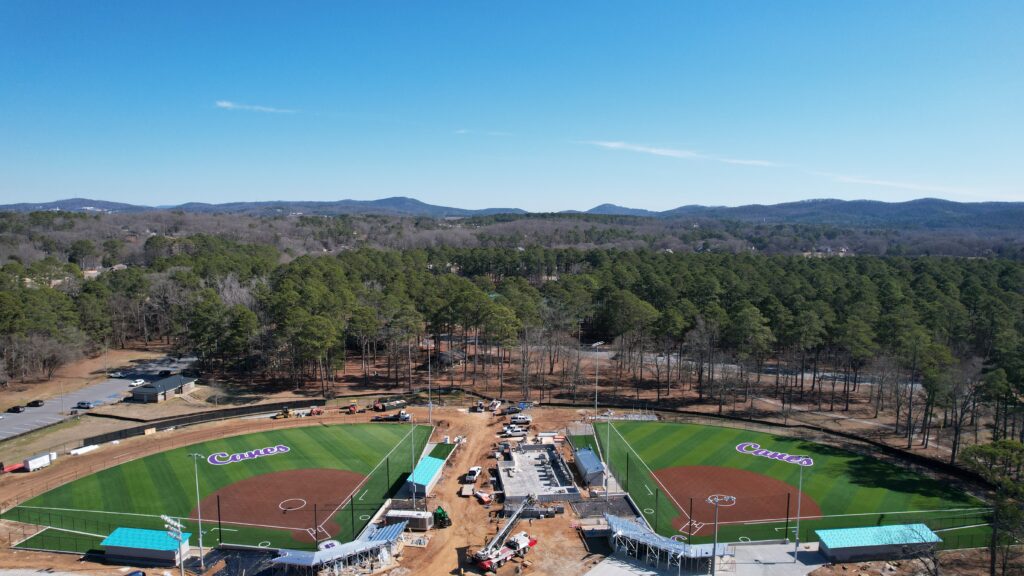 Newly installed Shaw Sports Turf field at Dellinger Softball Fields by Advanced Sports Group