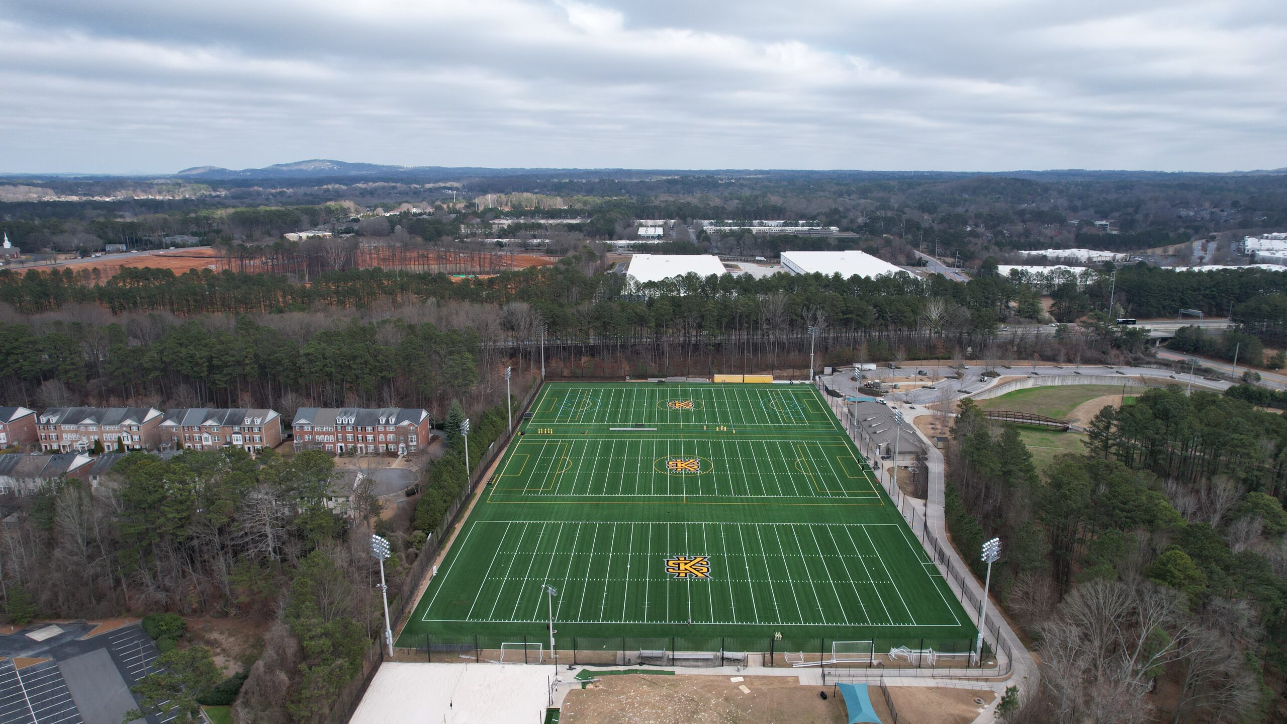 Newly installed Shaw Sports Turf field at The Perch Multi-Use Field by Advanced Sports Group