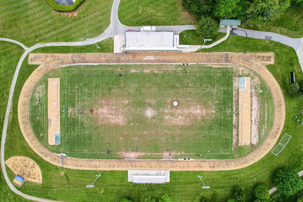 ld surface at Rabun Gap-Nacoochee School Football Field before renovation by Advanced Sports Group